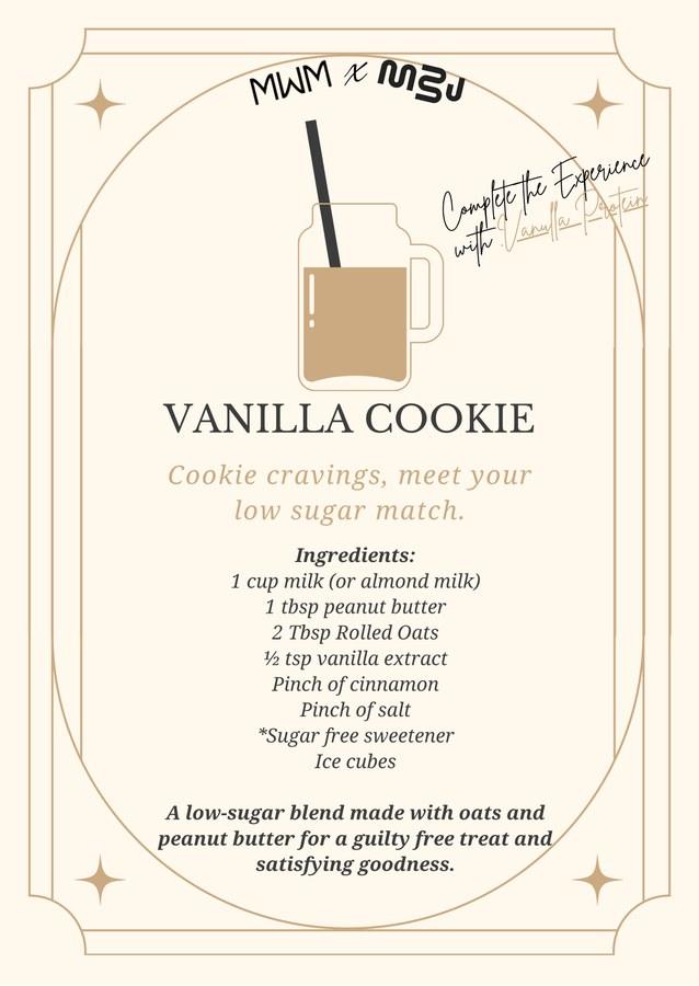 Vanilla Cookie smoothie recipe card, MWM x Meraki by J